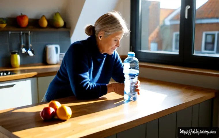 Home 17 행동 변화와 습관 형성의 심리학 - Photorealistic morning habit formation scene in a bright Dutch apartment kitchen, middle-aged woman ...